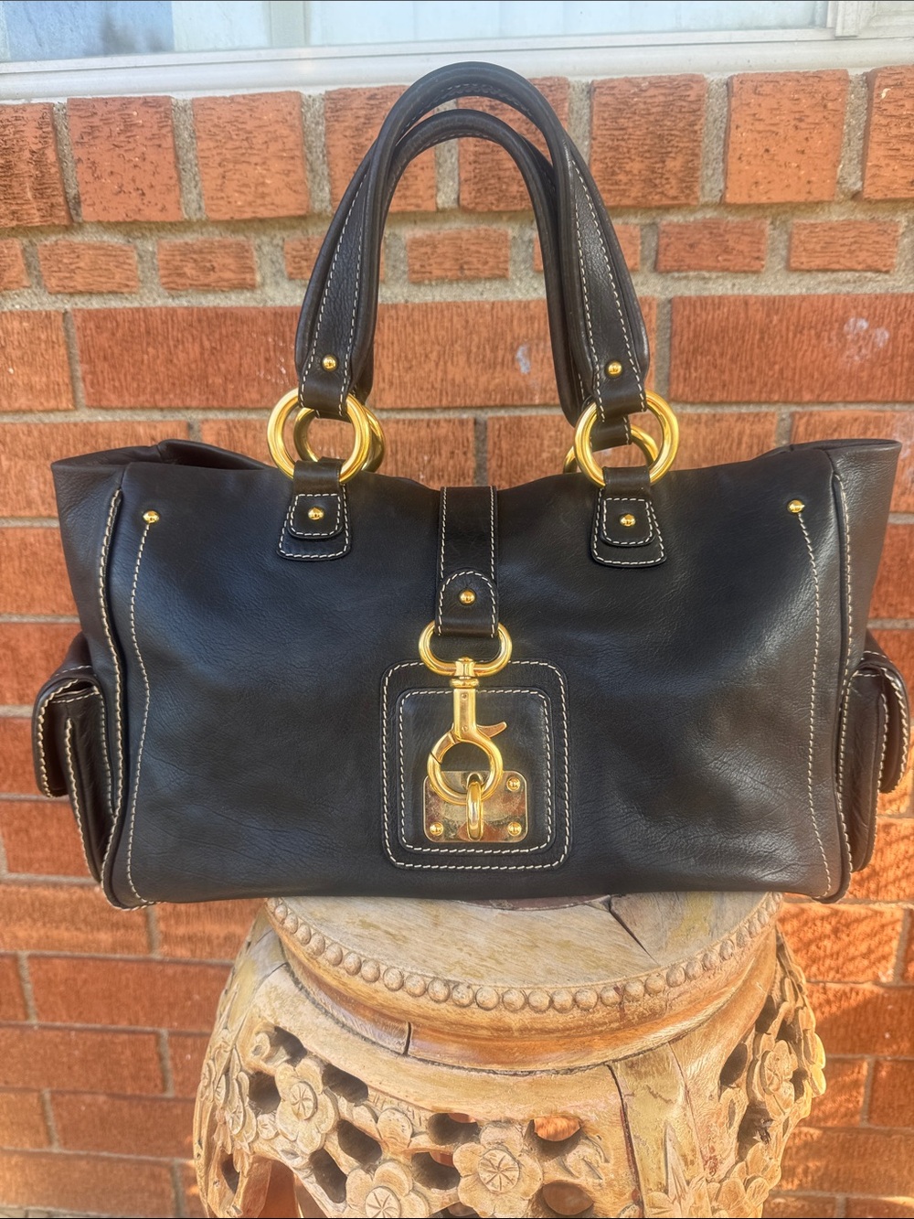 ❤️🔥🖤🧡Classic Marc Jacobs satchel Black Leather Tote Bag with Gold Hardware🖤🧡